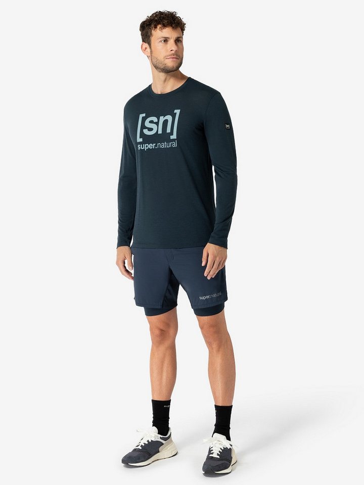 SUPER.NATURAL Langarmshirt Merino Longsleeve M LOGO LS bequemer Merino-Materialmix von SUPER.NATURAL
