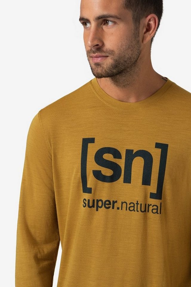SUPER.NATURAL Langarmshirt Merino Longsleeve M LOGO LS bequemer Merino-Materialmix von SUPER.NATURAL