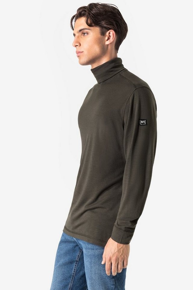 SUPER.NATURAL Langarmshirt Merino Longsleeve M SKIING ROLL NECK funktioneller Merino-Materialmix von SUPER.NATURAL