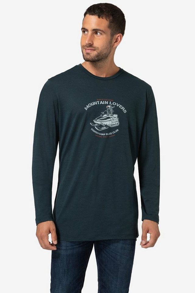 SUPER.NATURAL Langarmshirt Merino Longsleeve M SLED CLUB LS funktioneller Merino-Materialmix von SUPER.NATURAL