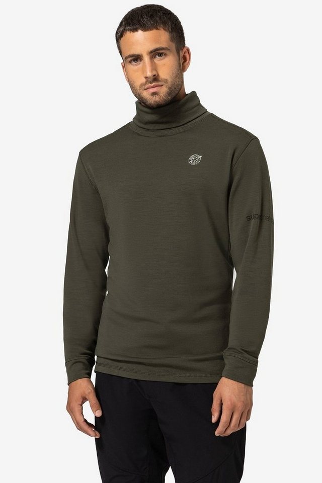 SUPER.NATURAL Langarmshirt Merino Longsleeve M SPACE260 TURTLENECK funktioneller Merino-Materialmix von SUPER.NATURAL