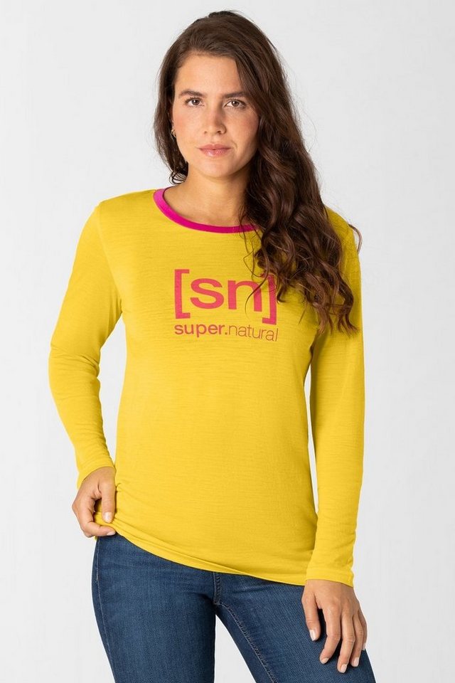 SUPER.NATURAL Langarmshirt Merino Longsleeve W THE ESSENTIAL LOGO LS feinster Merino-Materialmix von SUPER.NATURAL