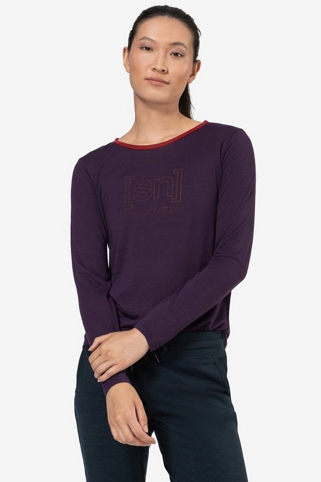 SUPER.NATURAL Langarmshirt Merino Longsleeve W THE ESSENTIAL LOGO LS feinster Merino-Materialmix von SUPER.NATURAL