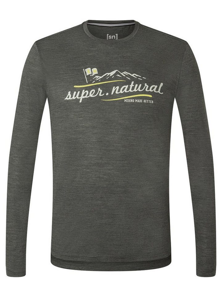 SUPER.NATURAL Langarmshirt Mountain I.D. - Merinowollmix - grau meliert Herren von SUPER.NATURAL