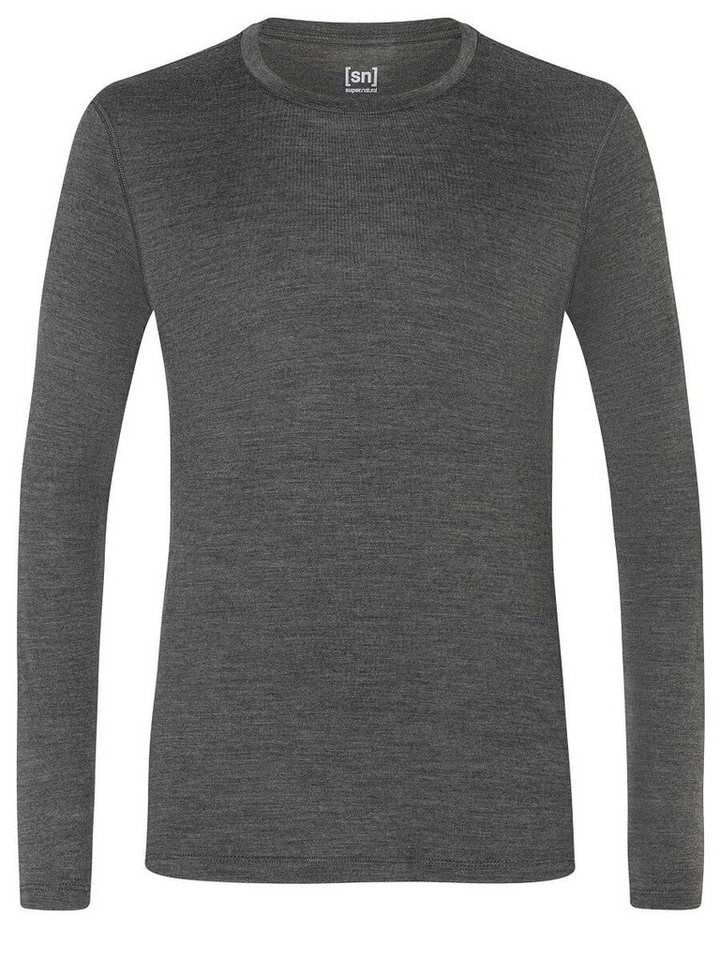 SUPER.NATURAL Langarmshirt Unterwäsche Base 230 - Merionwolle - grau meliert Herren von SUPER.NATURAL