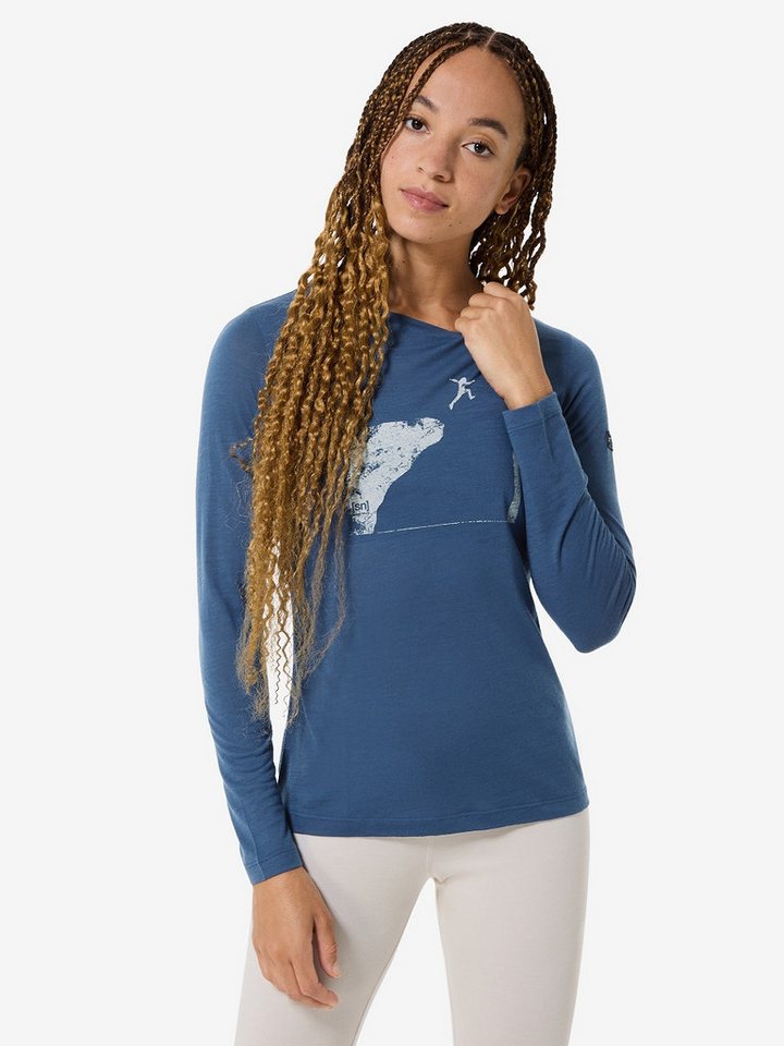 SUPER.NATURAL Langarmshirt für Damen, Merino W JUMPING JACKY LS mit Berg-Motiv, atmungsaktiv SUPER.NATURAL Langarmshirt für Damen, Merino W JUMPING JACKY LS mit Berg-Motiv, atmungsaktiv von SUPER.NATURAL