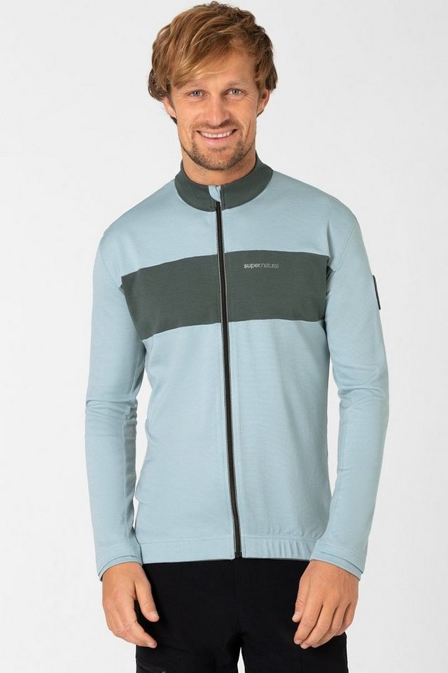 SUPER.NATURAL Radtrikot Merino Fahrradtrikot M GRAVIER LS JERSEY Merino-Materialmix mit reflektierenden Logos von SUPER.NATURAL