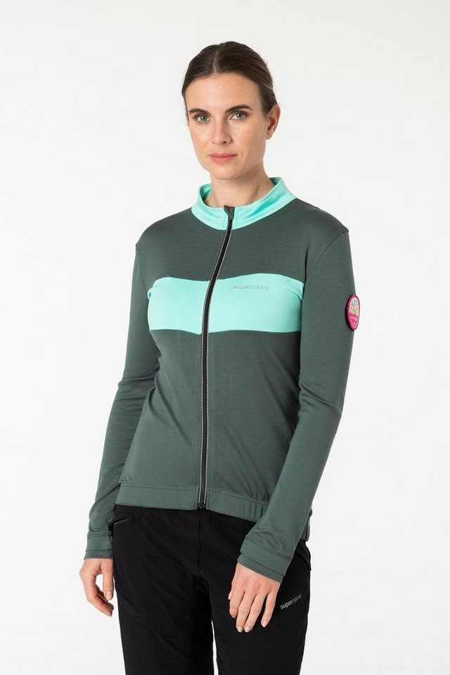 SUPER.NATURAL Radtrikot Merino Fahrradtrikot W GRAVA LS JERSEY Merino-Materialmix mit reflektierenden Logos von SUPER.NATURAL