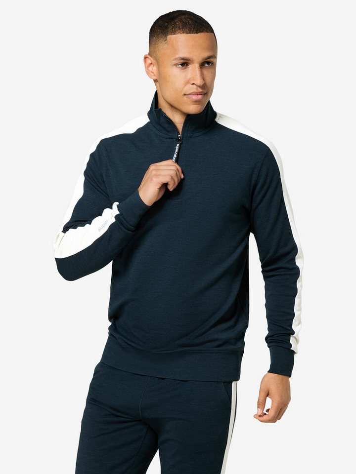 SUPER.NATURAL Rollkragenpullover für Herren, Merino M COLORADO ZIP TURTLENECK Stehkragen mit seitlichen Streifen, atmungsaktiv von SUPER.NATURAL