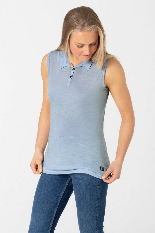 SUPER.NATURAL Poloshirt Merino Poloshirt W SLEEVELESS POLO atmungsaktiver Merino-Materialmix von SUPER.NATURAL