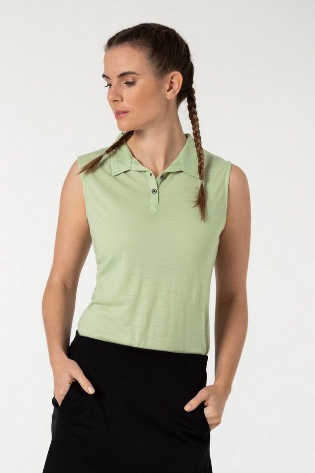 SUPER.NATURAL Poloshirt Merino Poloshirt W SLEEVELESS POLO atmungsaktiver Merino-Materialmix von SUPER.NATURAL