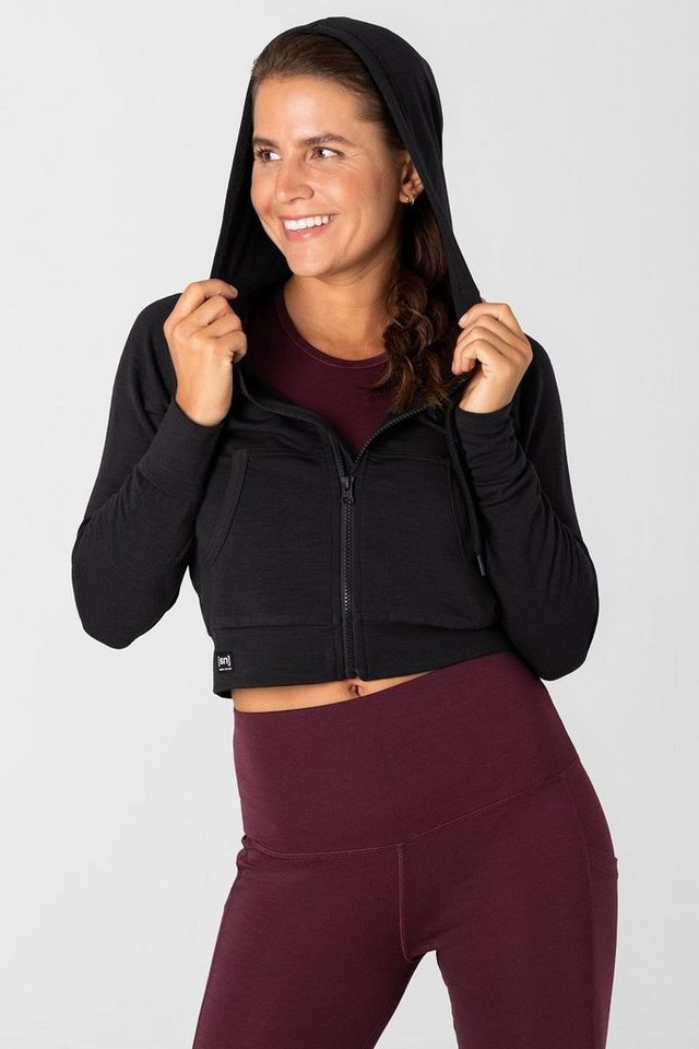 SUPER.NATURAL Sweatjacke Merino Hoodie W LIQUID FLOW HOODIE funktioneller Merino-Materialmix von SUPER.NATURAL