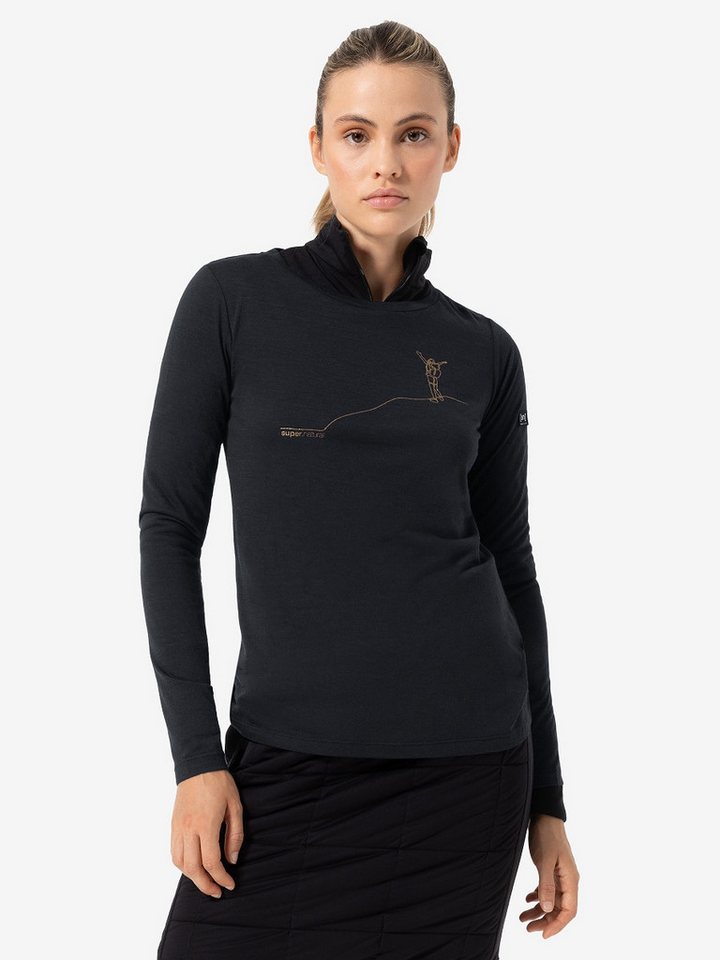 SUPER.NATURAL Sweatshirt für Damen, Merino BERGGLÜCK front Berg Motiv von SUPER.NATURAL