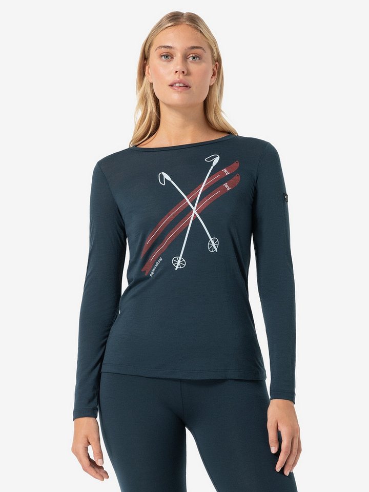 SUPER.NATURAL Sweatshirt für Damen, Merino KRYSSEDE SKI Ski Motiv, casual von SUPER.NATURAL