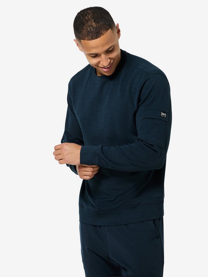 SUPER.NATURAL Sweatshirt für Herren, Merino M ALPINE BRUSH CREWNECK mit Winter-Motiv, atmungsaktiv von SUPER.NATURAL