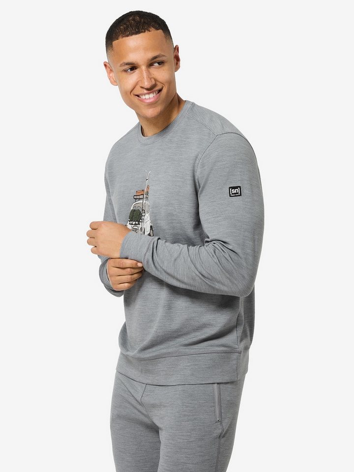 SUPER.NATURAL Sweatshirt für Herren, Merino M CARSKI CREW mit Winter-Motiv, atmungsaktiv von SUPER.NATURAL