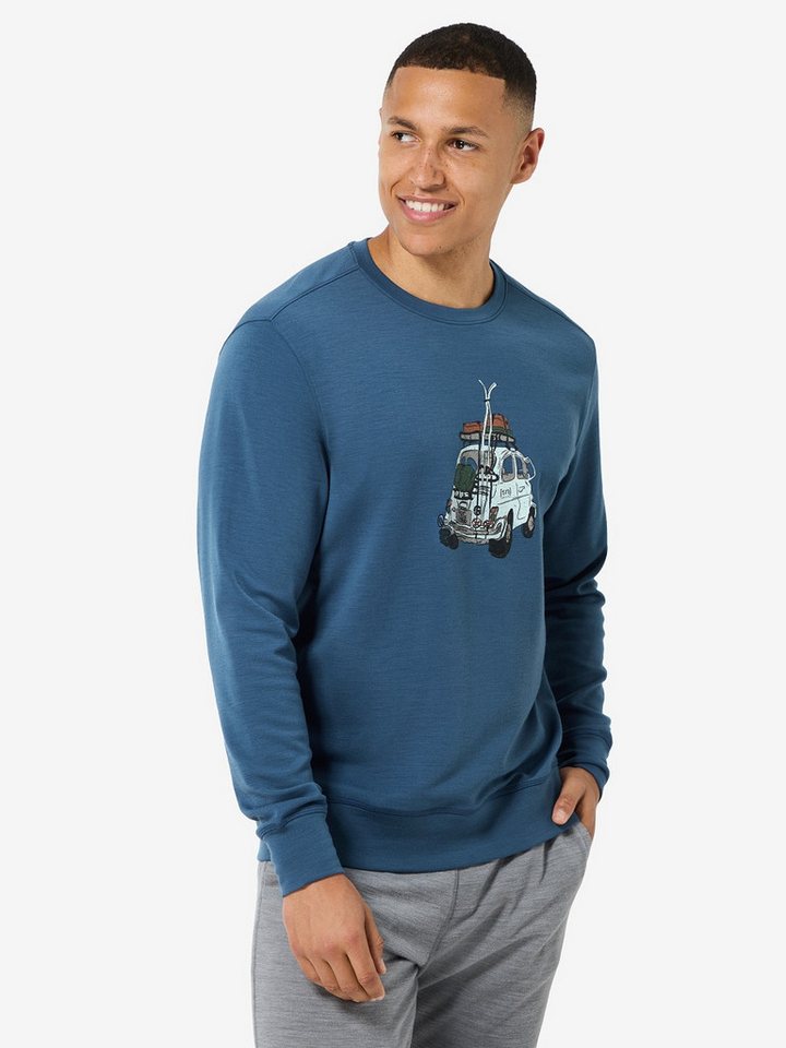 SUPER.NATURAL Sweatshirt für Herren, Merino M CARSKI CREW mit Winter-Motiv, atmungsaktiv von SUPER.NATURAL