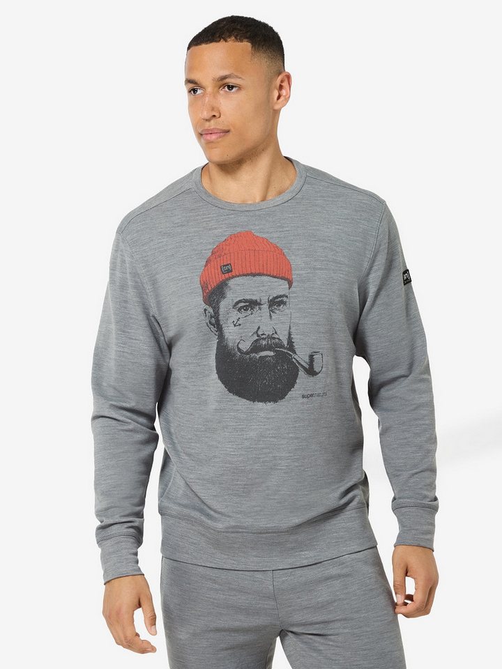SUPER.NATURAL Sweatshirt für Herren, Merino SN SAILOR Motivations Motiv von SUPER.NATURAL