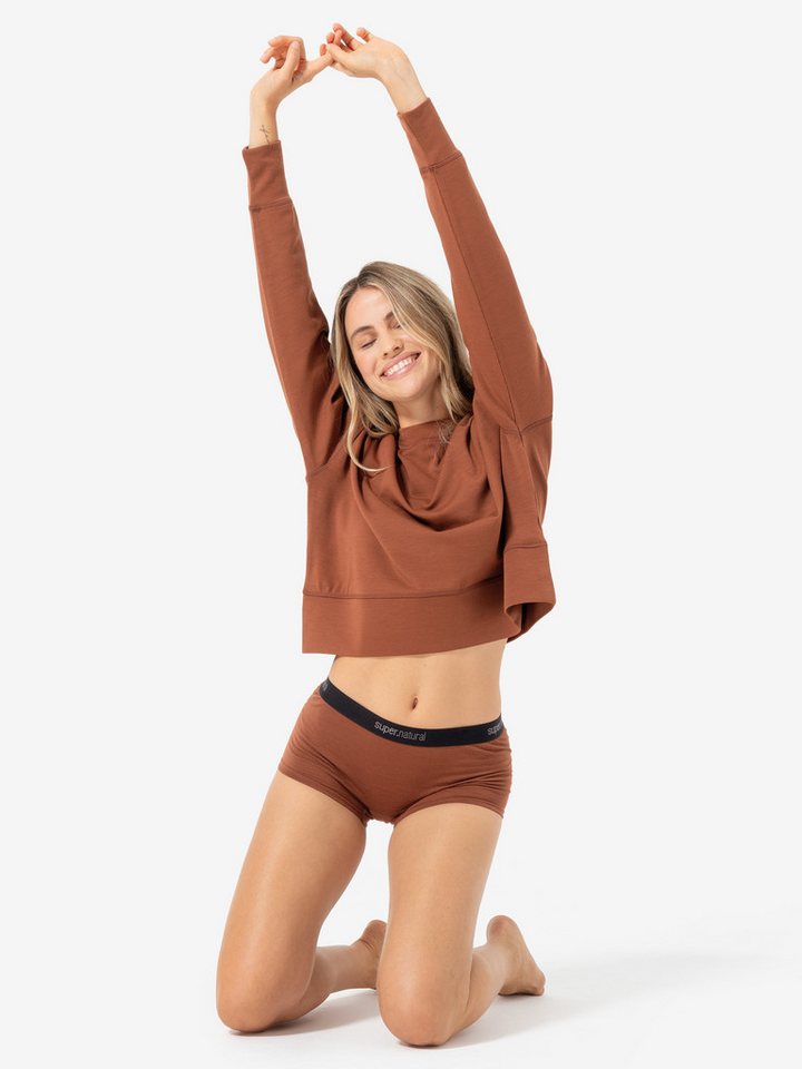 SUPER.NATURAL Sweatshirt weich aus Merino FLEAR HIPSTER mit Print, modern von SUPER.NATURAL