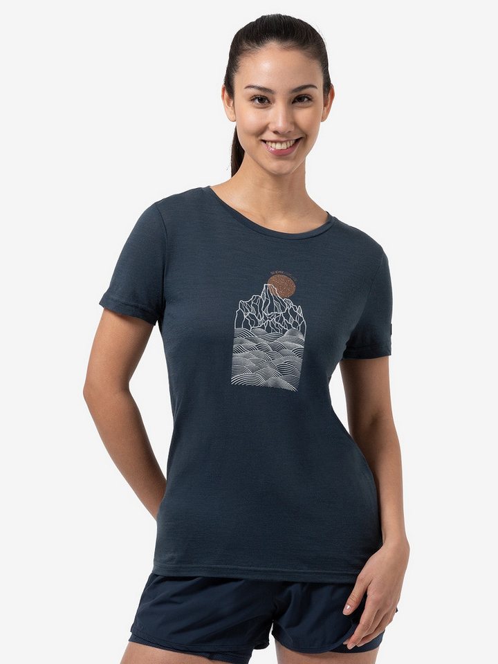 SUPER.NATURAL T-Shirt für Damen, Merino PREIKESTOLEN CLIFFS Berg Motiv, casual von SUPER.NATURAL