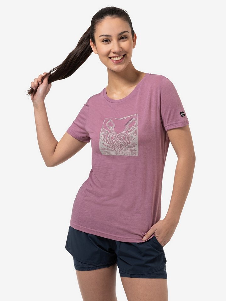 SUPER.NATURAL T-Shirt für Damen, Merino TIED BY HEART Herz Motiv, aktiv, casual von SUPER.NATURAL