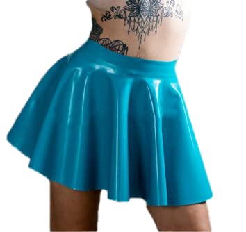 Himmelblauer Latex-Minirock Damen-Latex-Minirock Klassischer Latex-Skating-Rock. von SUPERCH