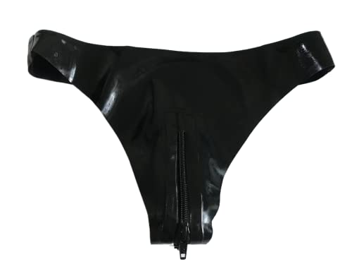 SUPERCH Sexy Black Fetish Latex Panties Rubber Briefs with Two-Way Crotch Zipper von SUPERCH
