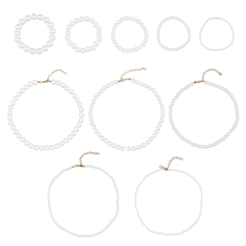 SUPERFINDINGS 10 Stil Kunststoff Perlen Stretch Schmuckset Modisches Stapelbares Perlenarmband Klassische Runde Perlen Halsketten Schöner Schmuck Für Frauen Und Mädchen von SUPERFINDINGS