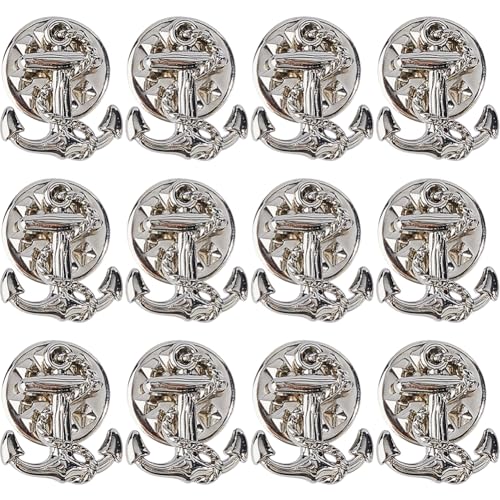 SUPERFINDINGS 12 Stück Anker Brosche Anstecknadeln Aus Platin Anker Dekorative Broschen Aus Legierung Segel Brosche Marine Motiv Anstecknadel Für Damen Und Herren Anzug Mantel Stoff von SUPERFINDINGS