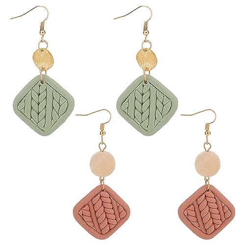 SUPERFINDINGS 2 Paar Rattan Blume Ohrringe Hängend Lange Bunte Geometrische Baumeln Tropfen Ohrringe Bohemian Drop Dangle Ohrringe Hochzeit Schmuck Geschenke für Frauen von SUPERFINDINGS