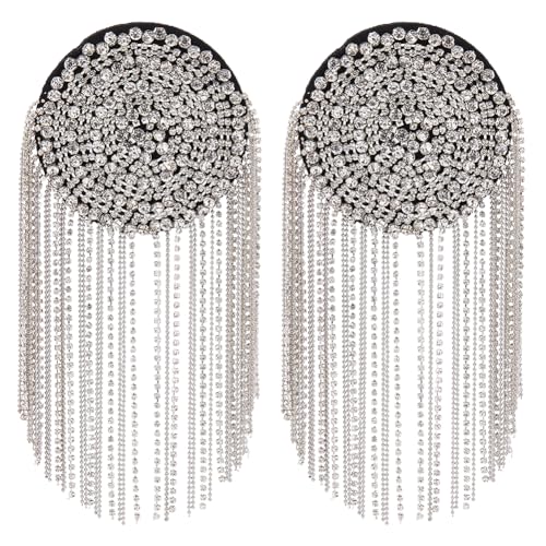 SUPERFINDINGS 2 STÜCK Schulter Epauletten Mit Strass Quaste Silber Retro Quaste Epaulette Schultern Bages Punk Epaulette Für Kleidungszubehör Für Männer Und Frauen von SUPERFINDINGS
