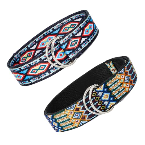 SUPERFINDINGS 2 Stück 2 Stile Polyester Ethnischer Stil Polyester Gürtel Jacquard Bandgürtel D Ring Leinwandgürtel Unisex Für Anzughosen Länge:1.19 m von SUPERFINDINGS