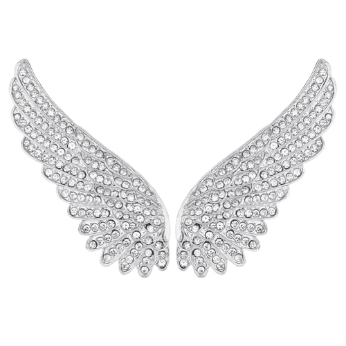 SUPERFINDINGS 2 Stück Engelsflügel Brosche Flügellegierung Strass Broschen Platin Kristall Federflügel Broschen Anstecknadeln Kleid Für Frauen Und Männer Hochzeitsfeier von SUPERFINDINGS