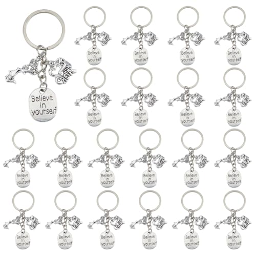 SUPERFINDINGS 30 Stück Glaube An Dich Selbst Schlüsselanhänger Aus Legierung Glück Schlüsselanhänger Cheerleader Charm Schlüsselanhänger Metall Eisen Ring Anhänger Schlüsselanhänger von SUPERFINDINGS