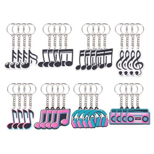 SUPERFINDINGS 32 Stück 8 Stile Musik Schlüsselanhänger Musiknoten Schlüsselanhänger Massen Musik Party Geschenke Schlüsselanhänger Süße Schlüsselanhänger Dekorative Schlüsselanhänger von SUPERFINDINGS