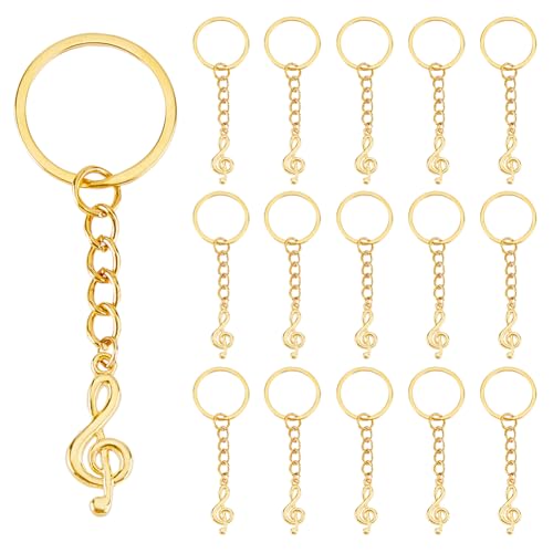 SUPERFINDINGS 34 Stück Musiknote Schlüsselanhänger Musiksymbol Metall Legierung Musik Anhänger Zeichen Mit Eisen Split Schlüsselanhänger Für Weihnachten Fausttag Geschenke Frauen Dekor,Gold von SUPERFINDINGS