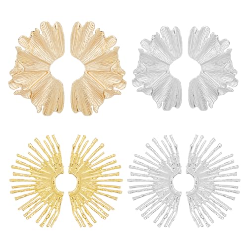 SUPERFINDINGS 4 Paar Goldene Statement Ohrringe Große Geometrische Baumelnde Ohrringe Böhmische Ginkgo Blatt Ohrringe Baumelnde Blumen Ohrringe Übertriebene Metallohrringe von SUPERFINDINGS