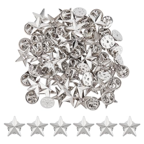SUPERFINDINGS 40 Sets Anstecknadel Mit Sternabzeichen Aus Platin 1.8cm Legierungsbrosche Anstecknadel Für Veteranentag Sternnadel Militärauszeichnungsnadeln Sternbrosche Zum Tag von SUPERFINDINGS
