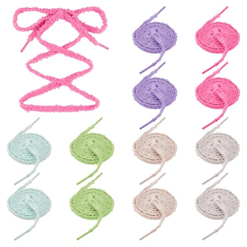SUPERFINDINGS 6 Paar Faser Schnürsenkel 6 Farben Plüsch Schnürsenkel Dicke Schnürsenkel 7mm Breit Flauschig Flache Schnürsenkel Für Turnschuhe Klobig Länge: 1.2 m von SUPERFINDINGS
