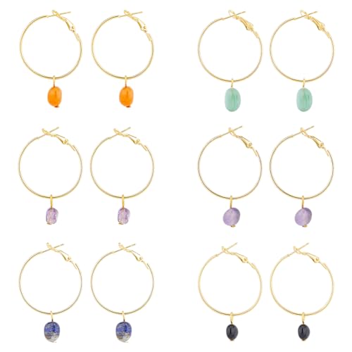 SUPERFINDINGS 6 Paar Große Creolen Mit Abnehmbarem Anhänger Goldene Kreis Ohrringe Creolen Ohrringe Edelstein Charm Kreis Ohrringe Schmuck Für Frauen von SUPERFINDINGS