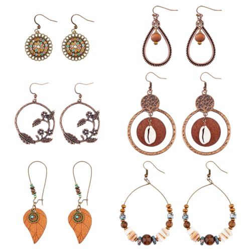SUPERFINDINGS 6 Stil Böhmische Geschnitzte Blumen Ohrringe Modische Hohle Tropfen Ohrhänger Handgefertigt Ethnische Vintage Ohrringe Mit Rundem Texturmuster Statement Ohrringe Aus Legierung Schmuck SUPERFINDINGS 6 Stil Böhmische Geschnitzte Blumen Ohrringe Modische Hohle Tropfen Ohrhänger Handgefertigt Ethnische Vintage Ohrringe Mit Rundem Texturmuster Statement Ohrringe Aus Legierung Schmuck von SUPERFINDINGS