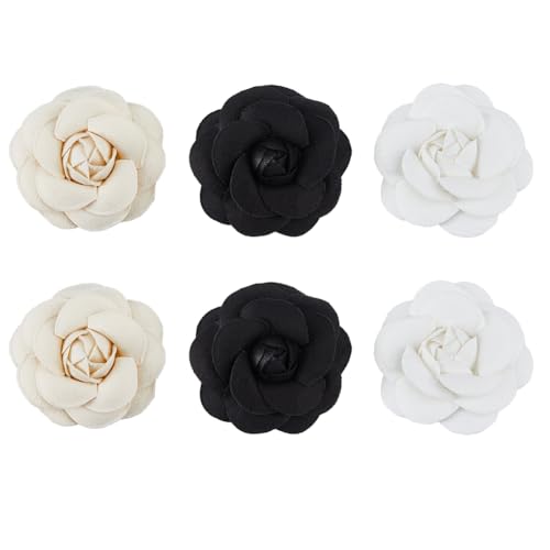 SUPERFINDINGS 6 Stück 3 Farben Kamelien Brosche Kamelien Haarspange Blumen Haarspange Stoffblumen Broschen Anstecknadeln Für Frauen Haare Kleider Hüte Kleidung Dekoration Zubehör von SUPERFINDINGS