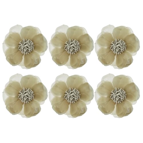 SUPERFINDINGS 6 Stück Dunkelseegrüne Blumenbroschen Aus Satinstoff Blumenbroschen Künstliche Blumen Anstecknadel Für Frauen Und Mädchen Stoff Hochzeit Party Dekoration Zubehör Geschenk von SUPERFINDINGS