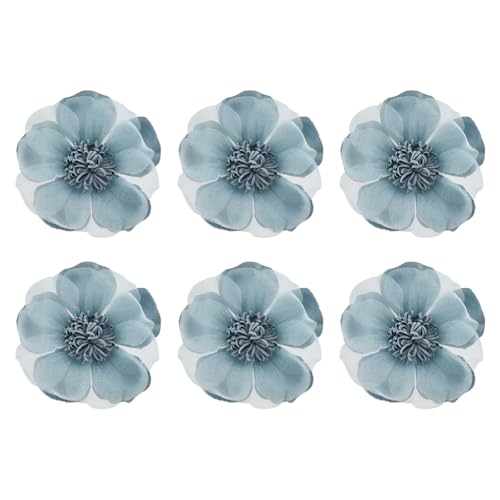 SUPERFINDINGS 6 Stück Hellstahlblaue Blumenbroschen Aus Satinstoff Blumenbroschen Künstliche Blumen Anstecknadel Für Frauen Und Mädchen Stoff Hochzeit Party Dekoration Zubehör Geschenk von SUPERFINDINGS