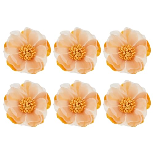 SUPERFINDINGS 6 Stück Orangefarbene Blumenbroschen Aus Satinstoff Blumenbroschen Künstliche Blumen Anstecknadel Für Frauen Und Mädchen Stoff Hochzeit Party Dekoration Zubehör Geschenk von SUPERFINDINGS