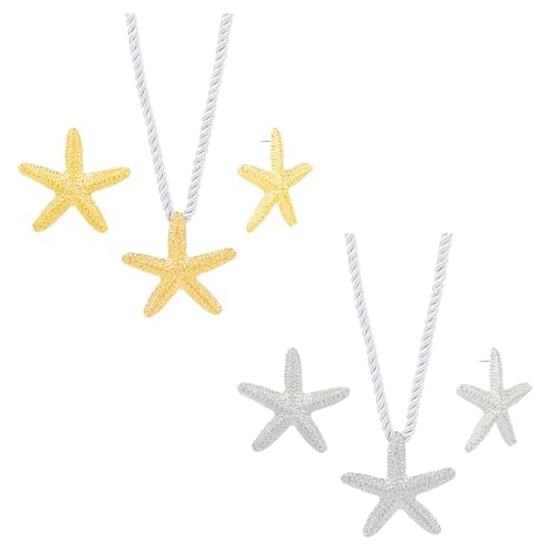 SUPERFINDINGS 6 Stück Seestern Halskette Ohrringe 2 Farben Sommer Strand Große Seestern Ohrringe Große Seestern Halskette Seil Anhänger Halskette Ohrringe Set Boho Ohrstecker Stern Ohrringe Für Damen SUPERFINDINGS 6 Stück Seestern Halskette Ohrringe 2 Farben Sommer Strand Große Seestern Ohrringe Große Seestern Halskette Seil Anhänger Halskette Ohrringe Set Boho Ohrstecker Stern Ohrringe Für Damen von SUPERFINDINGS