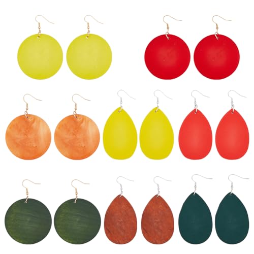 SUPERFINDINGS 8 Paar Holzohrringe Große Geometrische Vintage Ohrringe Stilvolle Natürliche Holzohrringe Afrikanische Ethnische Statement Ohrringe Schmuck Für Frauen Und Mädchen von SUPERFINDINGS