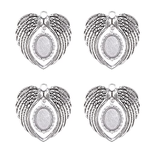 SUPERFINDINGS Engelsflügel-Anhänger im tibetischen Stil, Legierung, mit Cabochons aus klarem Glas, ovale Spitze, transparentes Glas-Cabochons, Herzflügel, Charm-Bild, Ornament für Schmuckherstellung SUPERFINDINGS Engelsflügel-Anhänger im tibetischen Stil, Legierung, mit Cabochons aus klarem Glas, ovale Spitze, transparentes Glas-Cabochons, Herzflügel, Charm-Bild, Ornament für Schmuckherstellung von SUPERFINDINGS