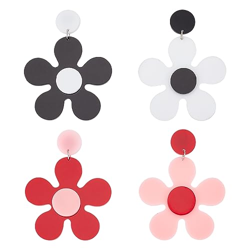 SUPERFINDINGS Große Acryl Margeriten Blumenohrringe In 2 Farben Vintage 60er 70er Jahre Blumenohrringe Niedliche Bunte Blütenohrringe Auffälliger Modeschmuck Für Partys Geschenke von SUPERFINDINGS