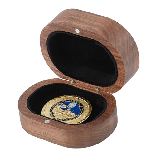 SUPERFINDINGS Holz Münzaufbewahrungsbox Holz Münzhalter Fall Challenge Münzaufbewahrungsbox Einzelner Münzhalter Challenge Münzhalter Für Münzsammlungsaufbewahrung von SUPERFINDINGS